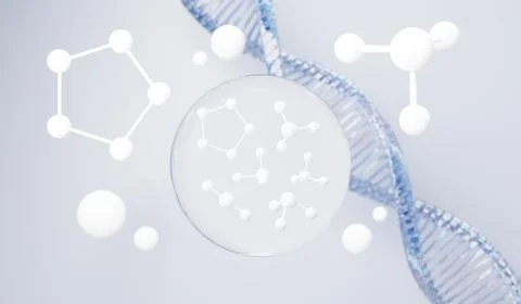 3d render of simple chemical bond in side cell or molecules. The associated.. Stock Illustration