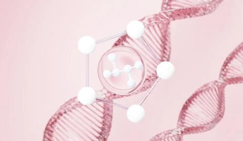 3d render of simple chemical bond in side cell or molecules. The associated.. Stock Illustration