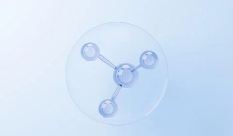 3d render of simple chemical bond in side cell or molecules. The associated.. Stock Illustration