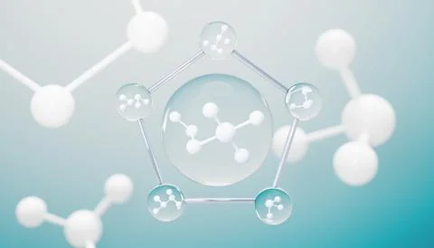 3d render of simple chemical bond in side cell or molecules. The associated.. Stock Illustration