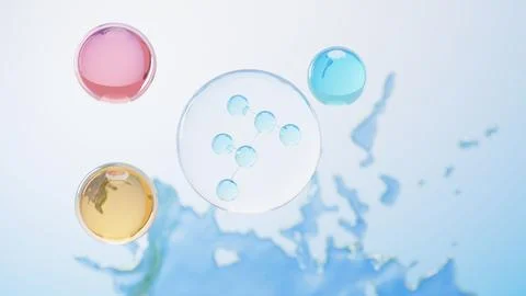 3d render of simple chemical bond in side cell or molecules. The associated.. Stock Illustration