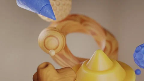 3d render simple figures float in the air Video stock 247730865