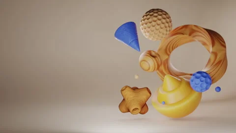 3d render simple figures float in the air Vidéo 247730887