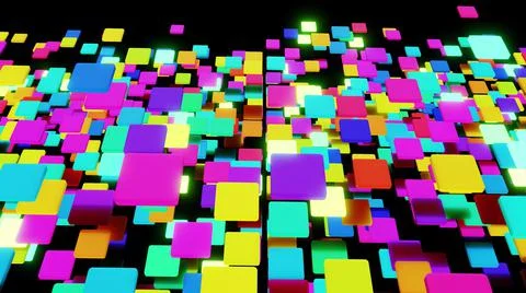 3d render. Simple geometric background with colorful plates on plane flashing Stock Illustration