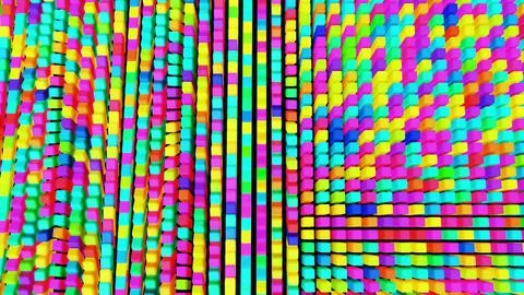 3d render. Simple geometric background with colorful plates on plane flashing Stock Illustration