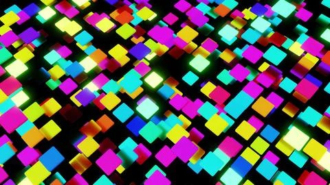 3d render. Simple geometric background with colorful plates on plane flashing Stock Illustration