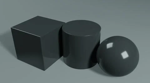 3d render. Simple geometric figures on a gray background. Stock Illustration