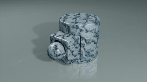 3d render. Simple geometric figures with marble on a gray background. Stock Illustration