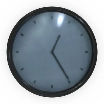 A 3D render of a simple round clock with no numbers on an isolated white back Illustrazione stock