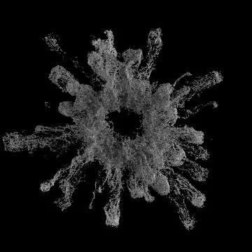 3d render simulated particles. Complex particle simulation with turbulence an Stock Illustration