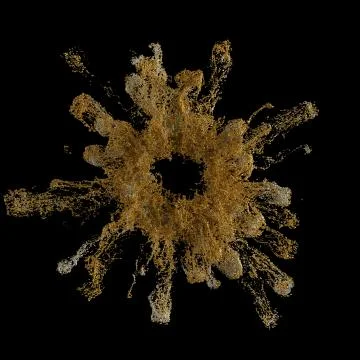 3d render simulated particles. Complex particle simulation with turbulence an Stock Illustration