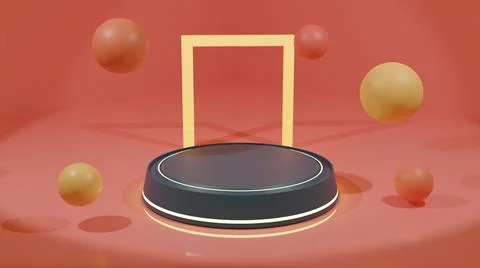 3D Render single podium with ball high resolution for stand product Stock Illustration