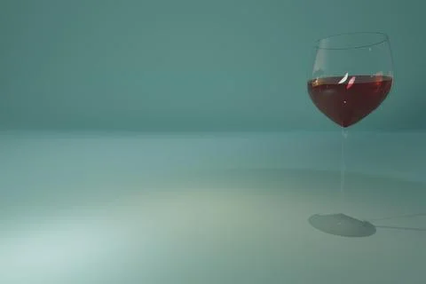 3d render of single stemmed glass of red wine Stock Illustration