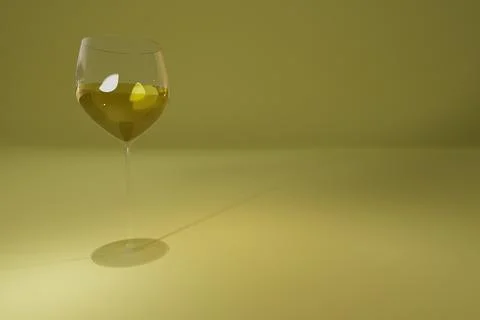 3d render of single stemmed glass of white wine Stock Illustration