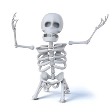 3d render of a skeleton on his knees and holding his arms aloft in total desp 스톡 일러스트