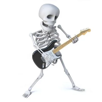3d render of a skeleton striking a cool pose while playing his electric guita Stockillustratie