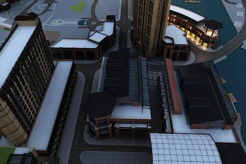 3D Render of Skyscrapers view at night イラスト素材