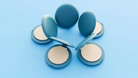 3D render of a sleek compact powder with a built-in HD mirror. Stock Illustration