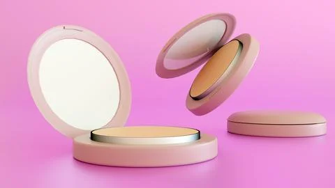 3D render of a sleek compact powder with a built-in HD mirror. Stock Illustration