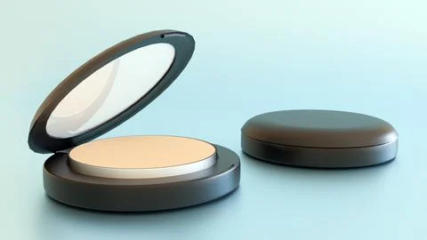 3D render of a sleek compact powder with a built-in HD mirror. Stock Illustration
