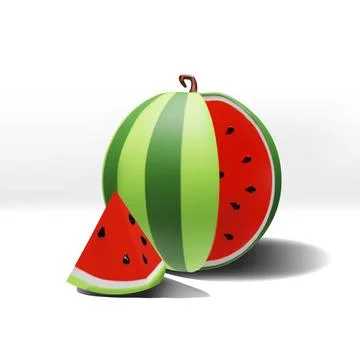 3D render slice and watermelon part Stock Illustration
