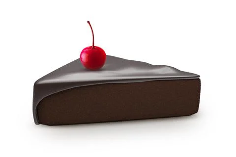 3D render. of a slice of chocolate cake with a chocolate covering at top and Stock Illustration