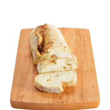 3D render of sliced bread on a cutting board isolated on a white background Stock Photos