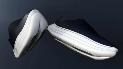 3D render of slip-on sneakers isolated in the background. Illustrazione stock