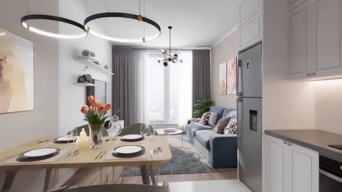 3d render. Slow camera flying on the interior in a modern style Stock Footage 123115635
