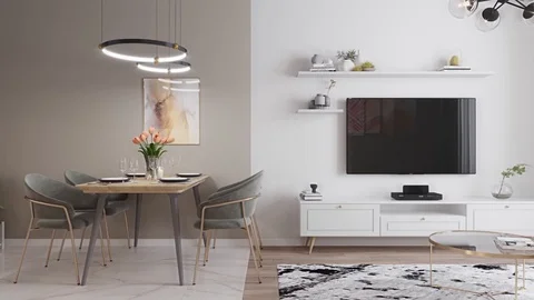 3d render. Slow camera flying on the interior in a modern style Stock Footage 123217871