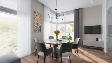 3d render. Slow camera flying on the interior in a modern style Stock Footage 124974341