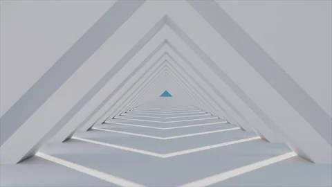 3D render of slow fly camera through triangle arch passage in day light Stock Footage 248452737