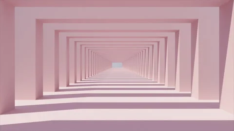3D render of slow fly camera through square arch passage in day light Stock Footage 248453899