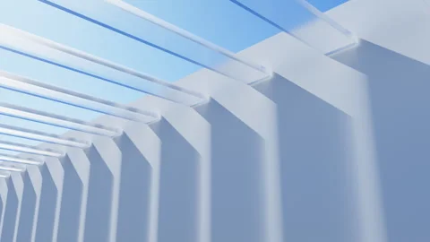 3D render of slow fly camera through glassy bars and wall with shadow Stock Footage 249950166