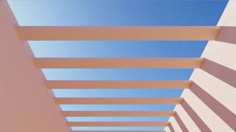 3D render of slow fly camera through sand colored bars and walls Video stock 250814243