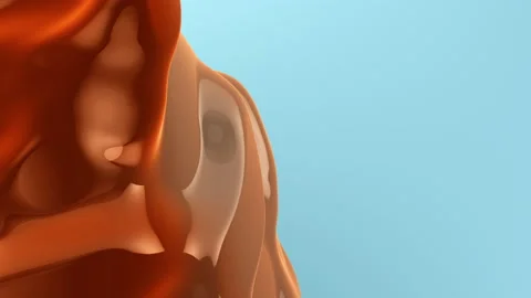 3D render of slow motion a huge golden object with displacement of surface Stock Footage 238854441