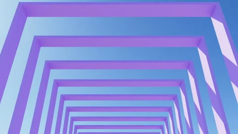 3D render of slow moving camera through pink square constructions Stock Footage 250101088