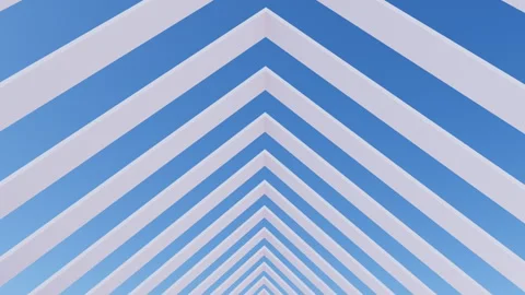 3D render of slow moving camera through white triangle constructions Stock Footage 250802283