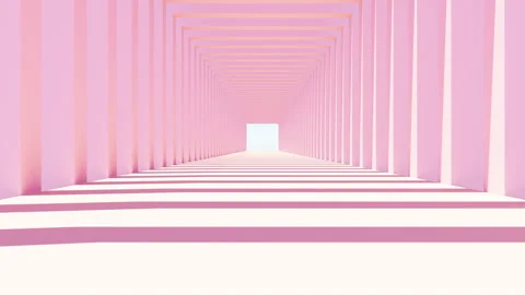 3D render of slow moving camera through pink square arch passage Stock Footage 251301834