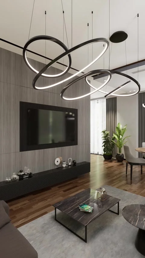 3D-render. A small apartment with a common space of living room Stock Footage 264116911