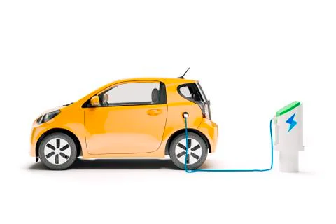 3d render of small city electric car Stock Illustration