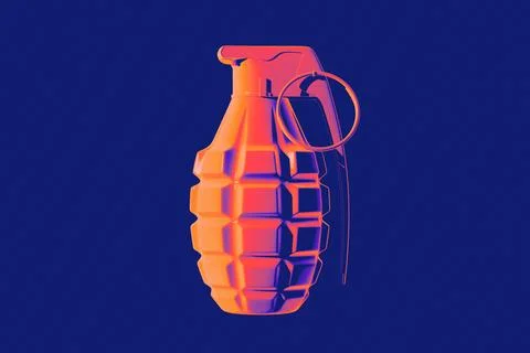 3d render of small explosive device, often thrown by hand, used in warfare and Illustrazione stock
