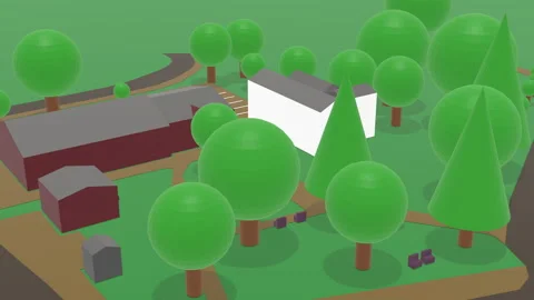 3d render small village animation Stock Footage 199207375