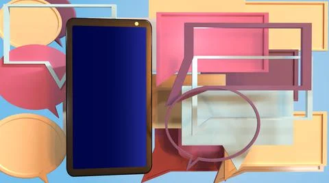 3D Render, smartphone chatting with chat bubbles Illustrazione stock