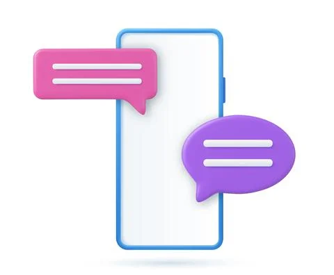 3D render smartphone with floating chat Stock Illustration