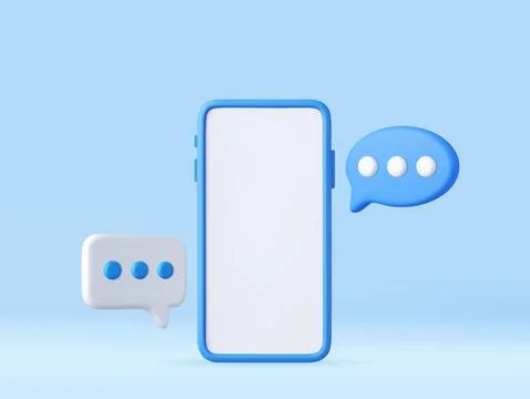 3D render smartphone with floating chat Stock Illustration