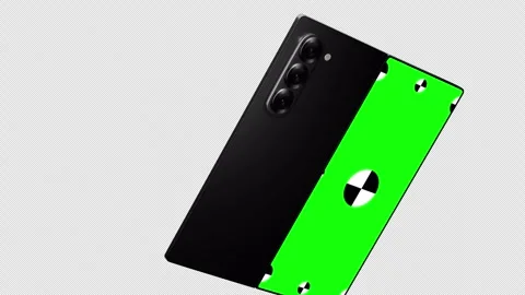 3d render of smartphone fold with green screen tracking - phone fold rotations Stock Footage 331282542