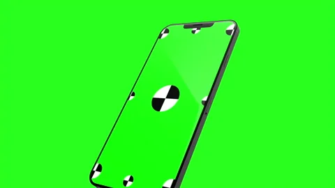 3d render of smartphone with green screen and marks for tracking - phone Stock Footage 185044668