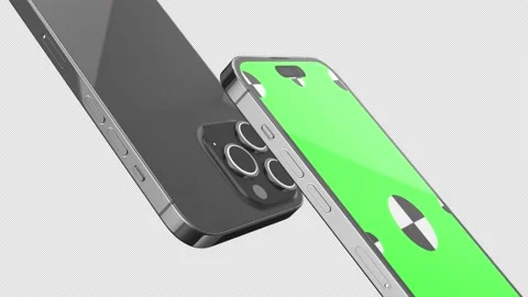 3d render of smartphone with green screen and marks for tracking - phone Stock Footage 234202173