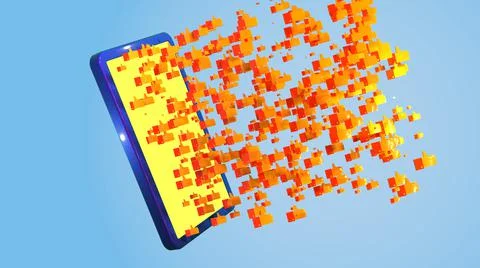 3D Render, smartphone with like icon emitting from the phones Illustrazione stock